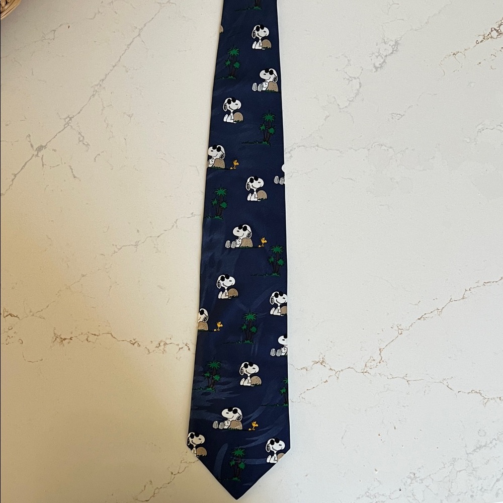 Peanuts Navy Blue Tie with Snoopy Design